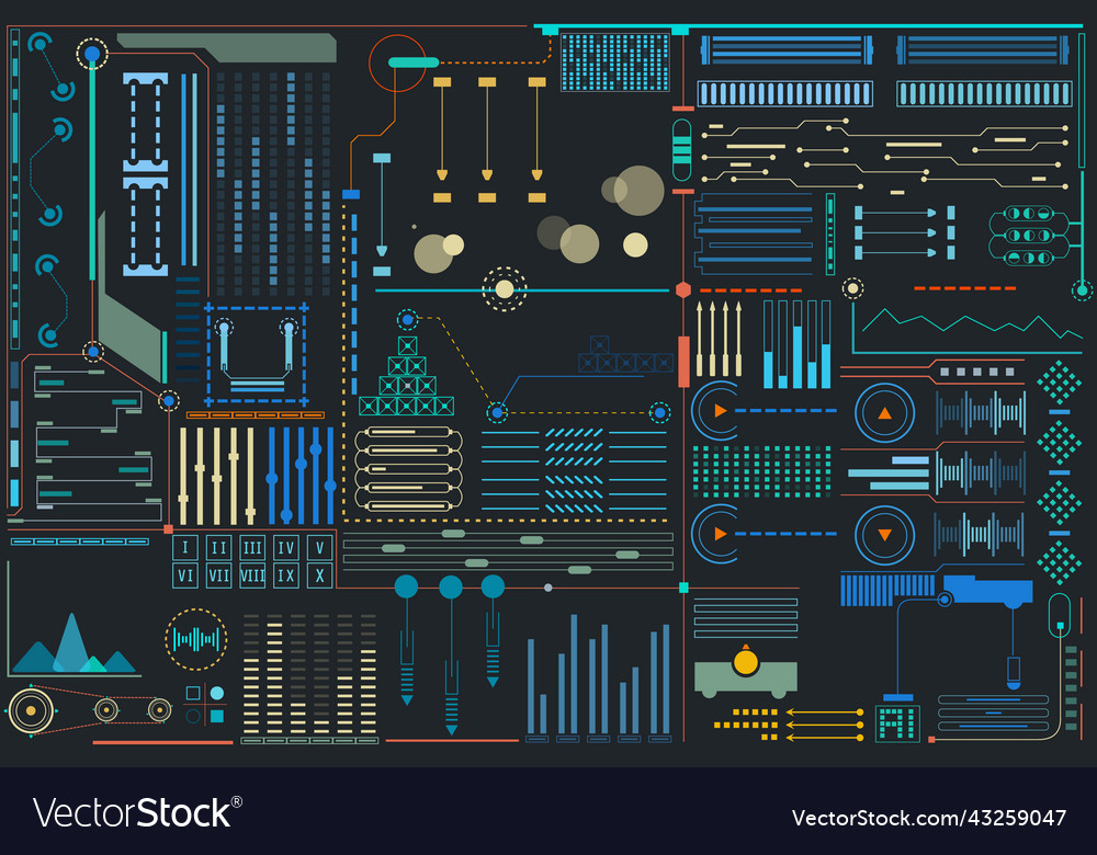 Abstract hud ui monitoring system template vector image Abstract hud ui monitoring system template
