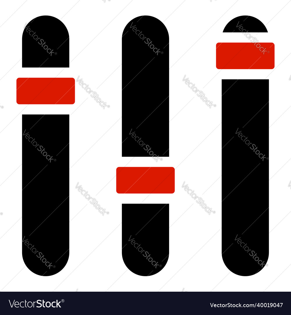 Adjuster slider tuner fader bars with levers knobs vector image Adjuster slider tuner fader bars with levers knobs