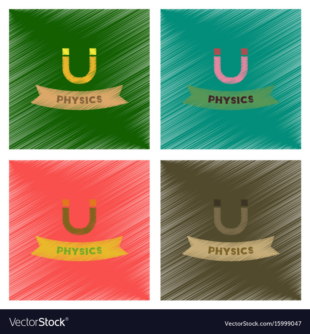 Assembly flat shading style icons physics lesson