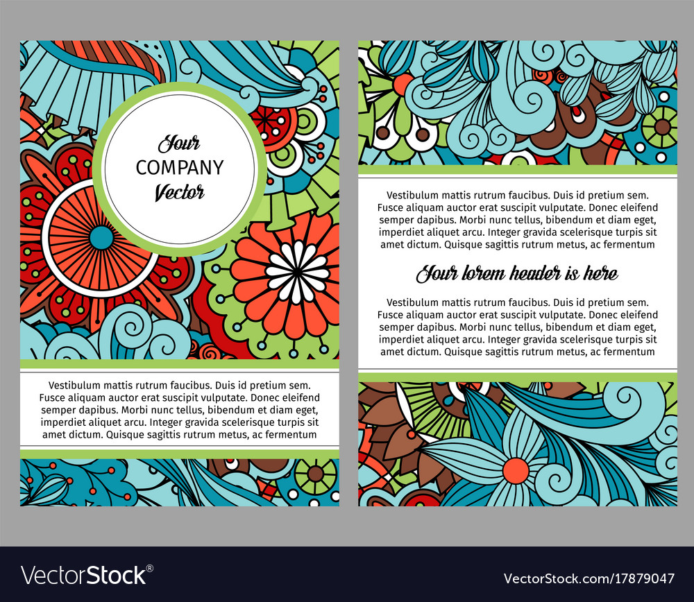 Brochure with floral ethnic pattern