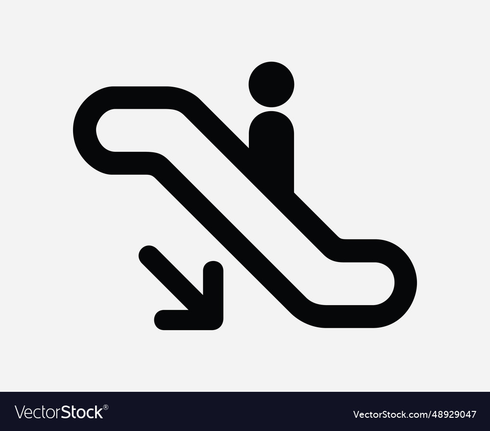 Escalator going down icon downwards arrow bottom Vector Image