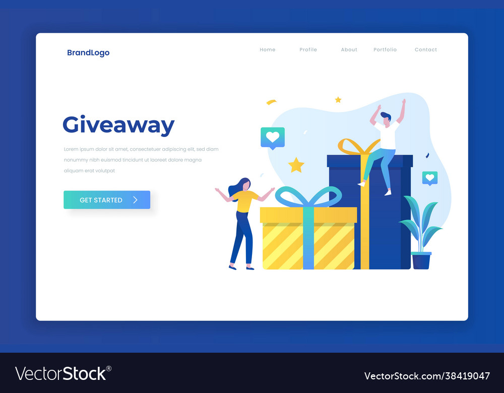 Giveaway landing page Royalty Free Vector Image