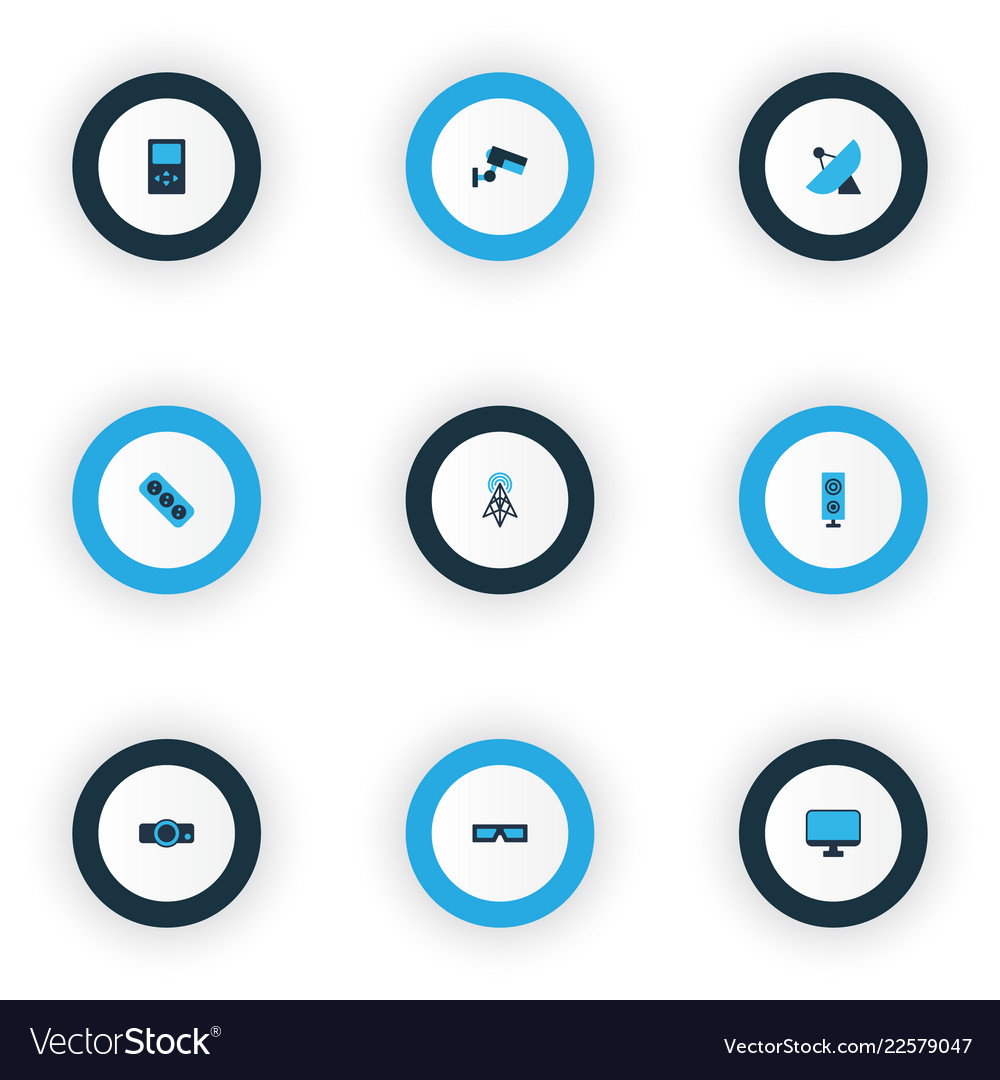 Hardware icons colored set with router vector image Hardware icons colored set with router