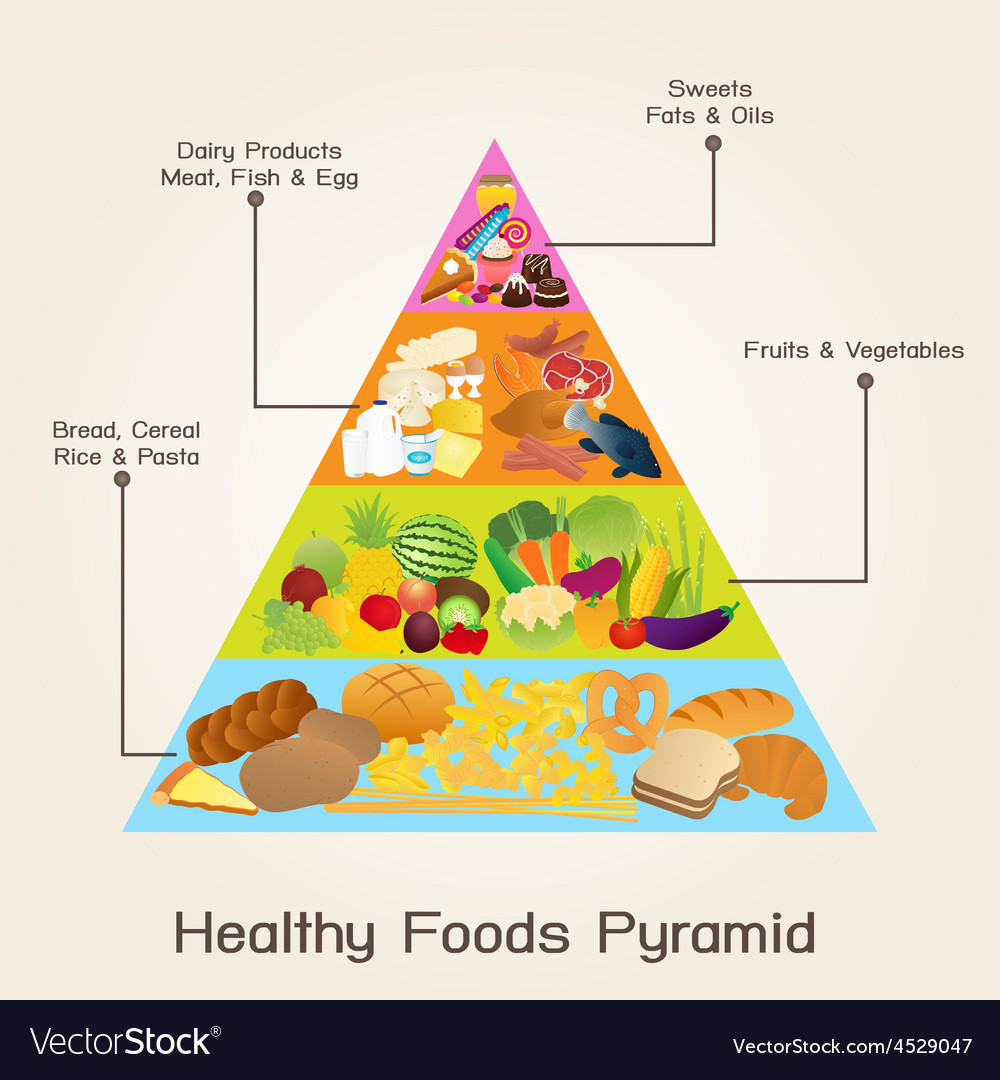 Healthy foods pyramid Royalty Free Vector Image