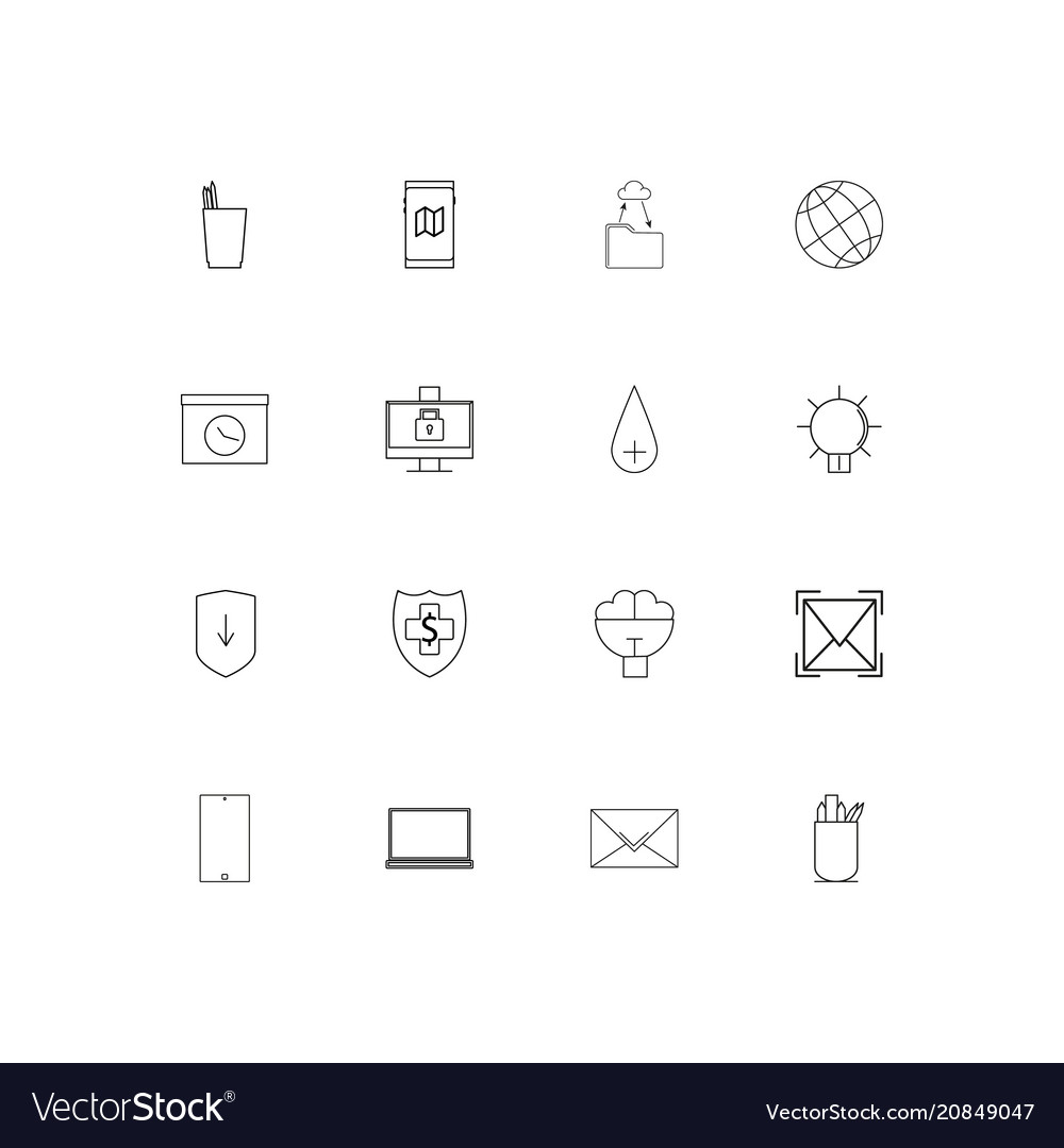 Internet technologies linear thin icons set