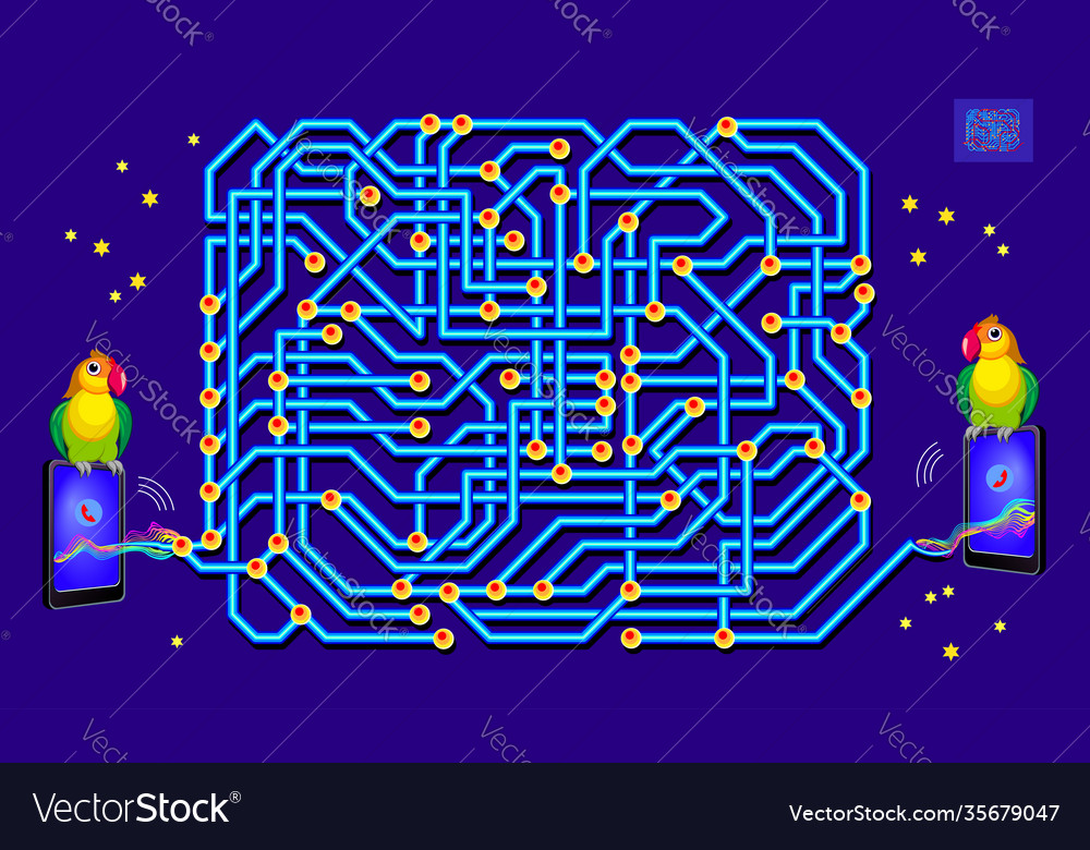 Logic puzzle game with labyrinth for children