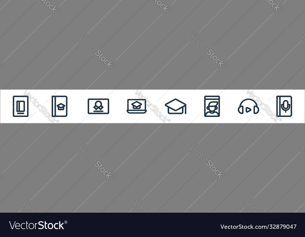 Online learning line icons linear set quality