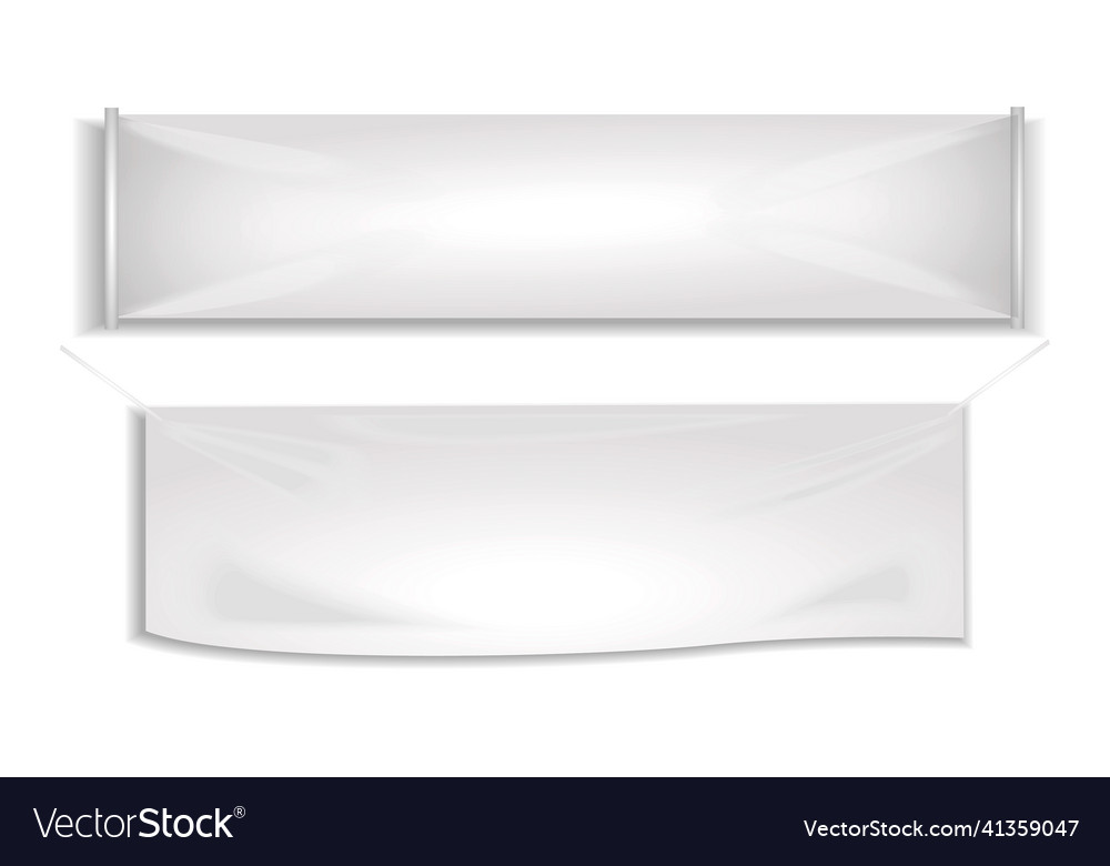 Realistic textile advertising banners white fabric