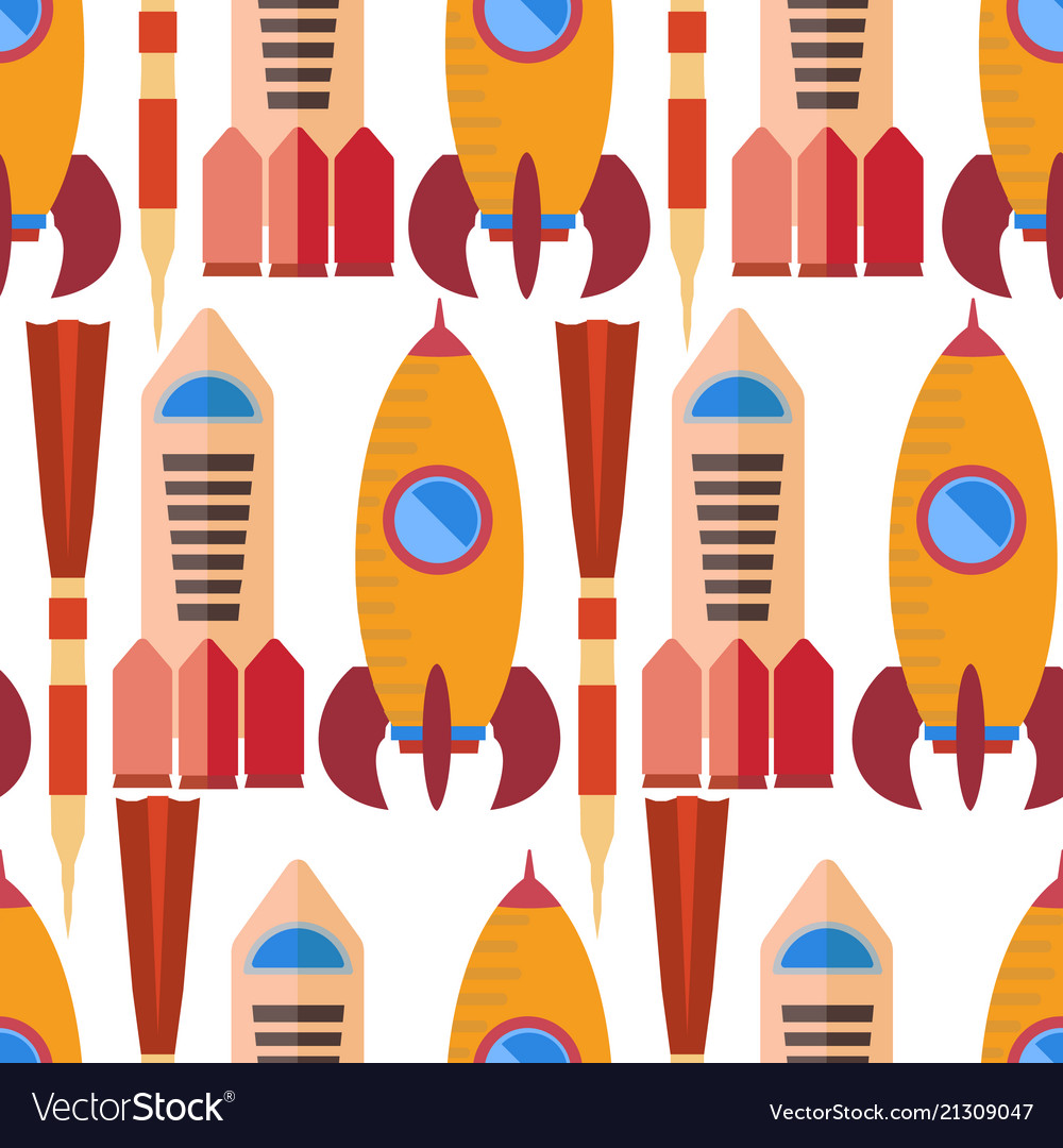 Seamless pattern with space rocket