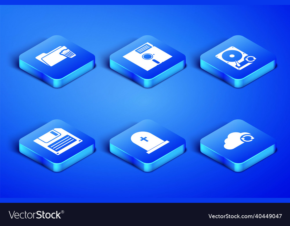 Set cloud sync refresh delete folder tombstone Vector Image Set cloud sync refresh delete folder tombstone
