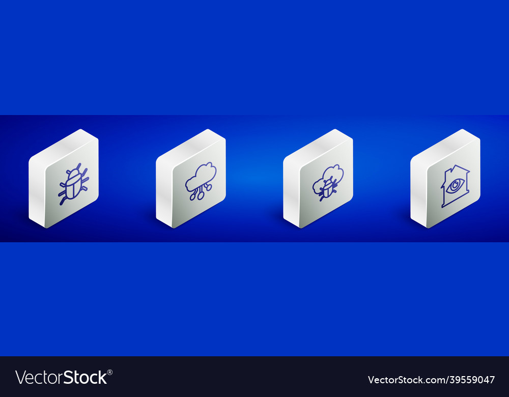 Set isometric line system bug internet of things vector image Set isometric line system bug internet of things