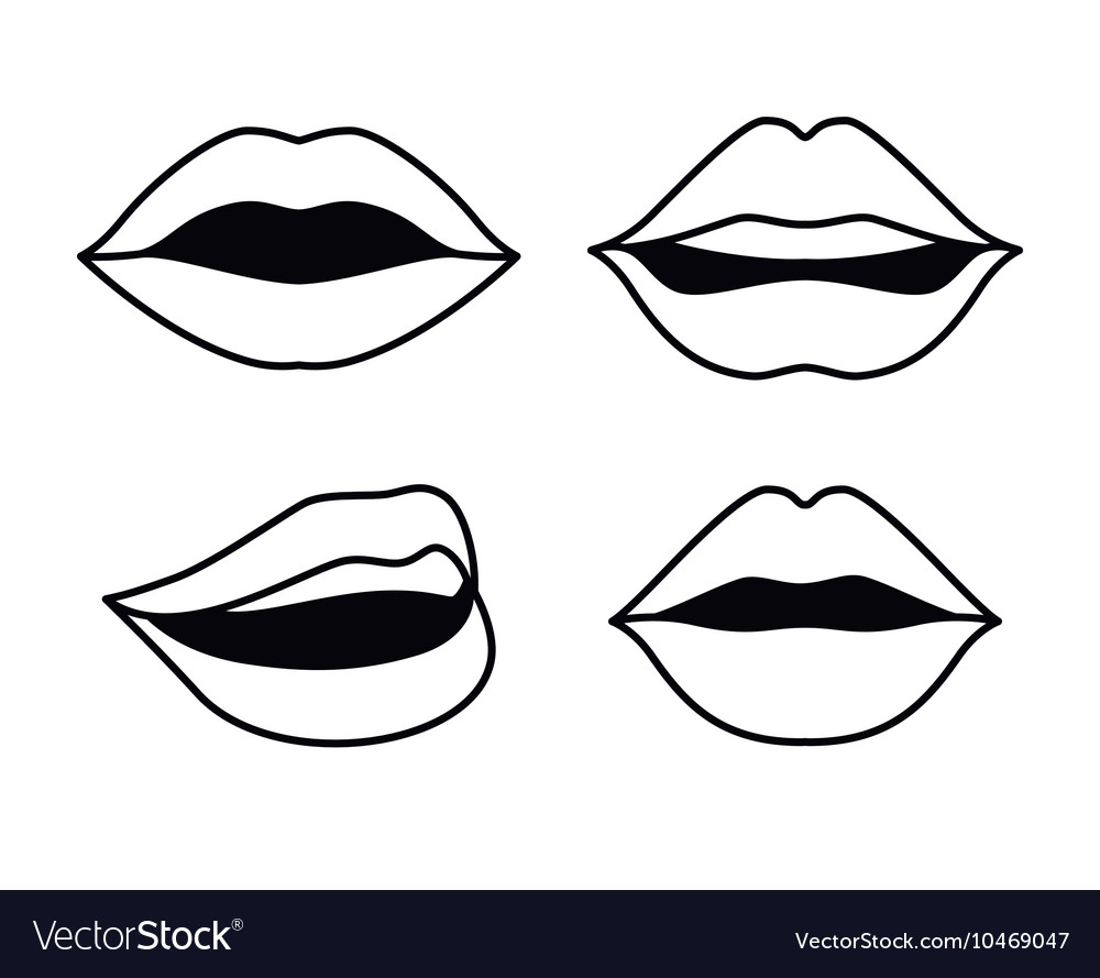 Set lips female d icons