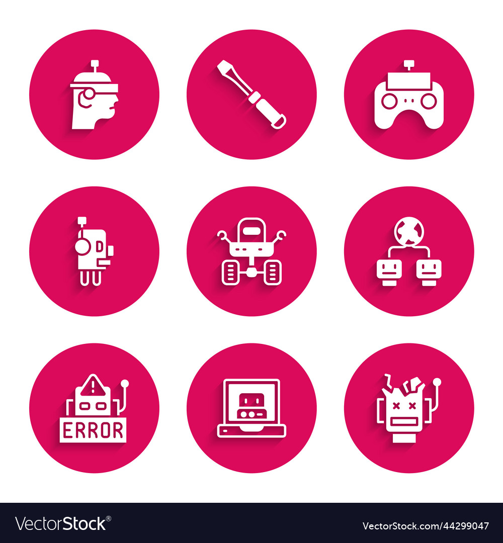 Set mars rover creating robot broken artificial vector image Set mars rover creating robot broken artificial