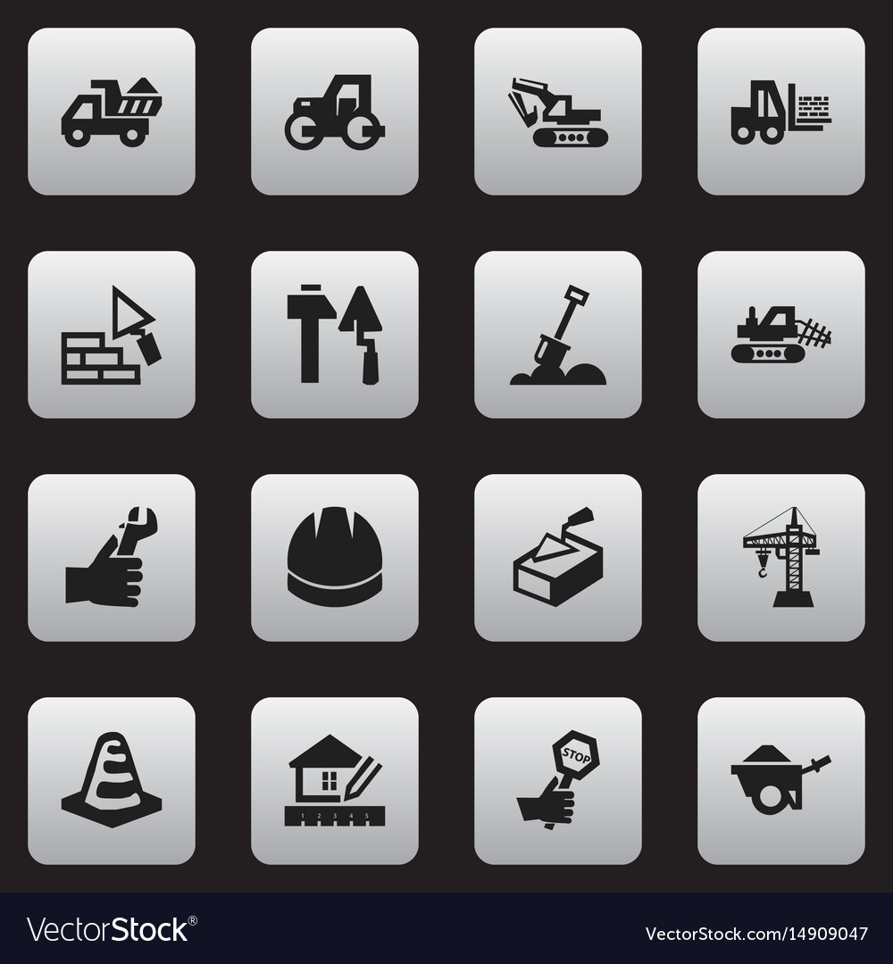 Set of 16 editable structure icons includes
