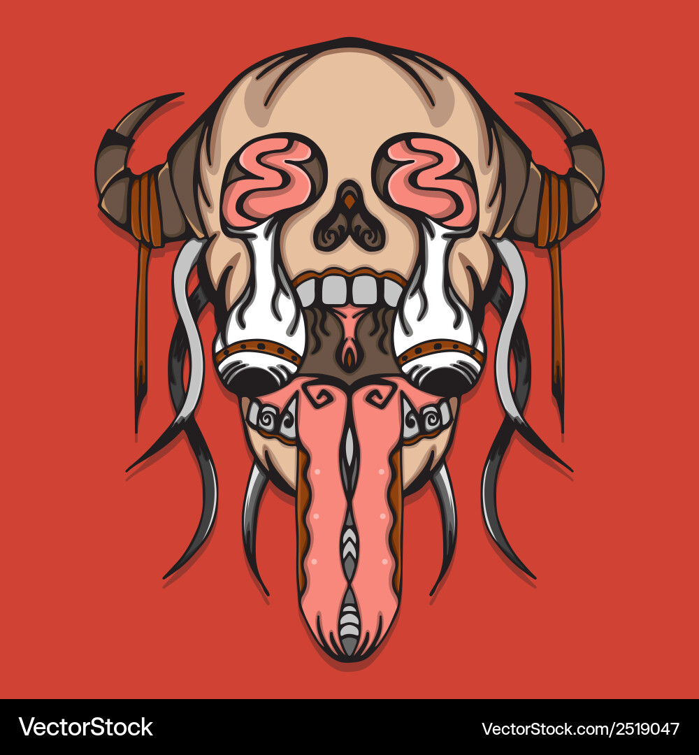 Super creepy leak skull with thorn Royalty Free Vector Image