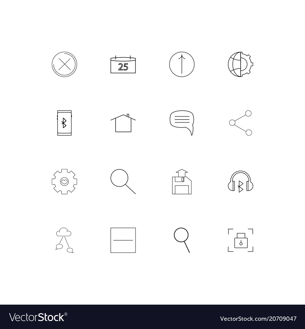 Benutzeroberfläche einfache lineare Symbole gesetzt umrissen vector image Benutzeroberfläche einfache lineare Symbole gesetzt umrissen