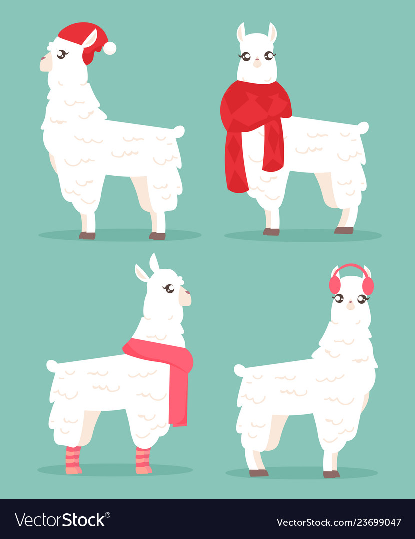 Winter Llama with Hat and Scarf