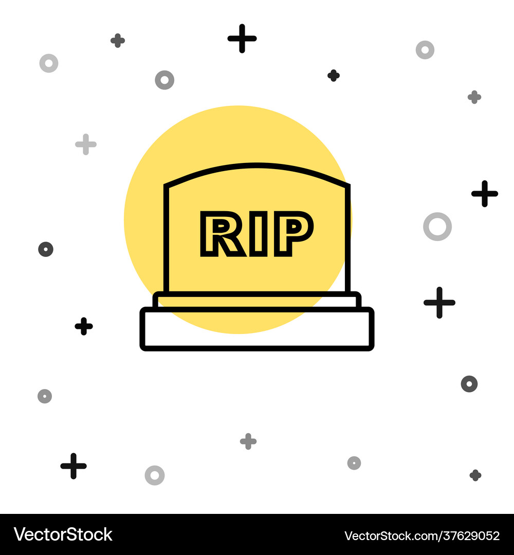 Black line tombstone with rip written on it icon Vector Image