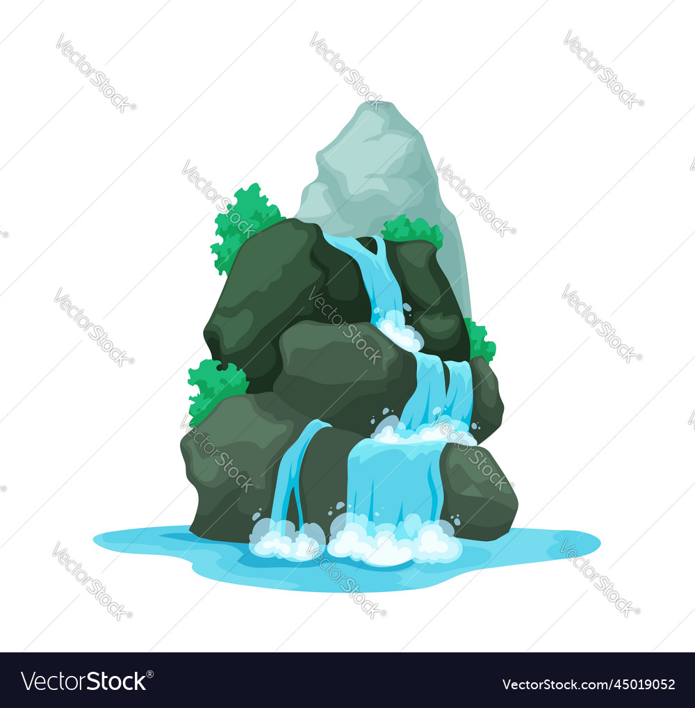 Cartoon waterfall water cascade nature landscape Vector Image