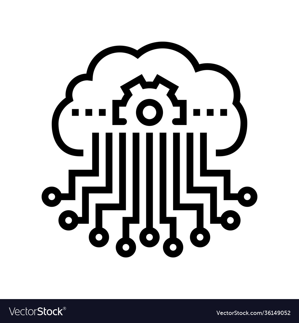 Cloud storage and working process neural network vector image Cloud storage and working process neural network