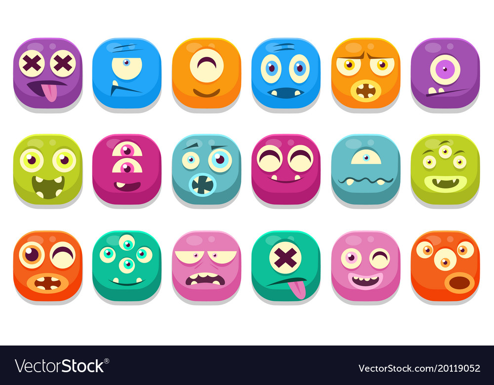 Colorful buttons emoticons sett with different