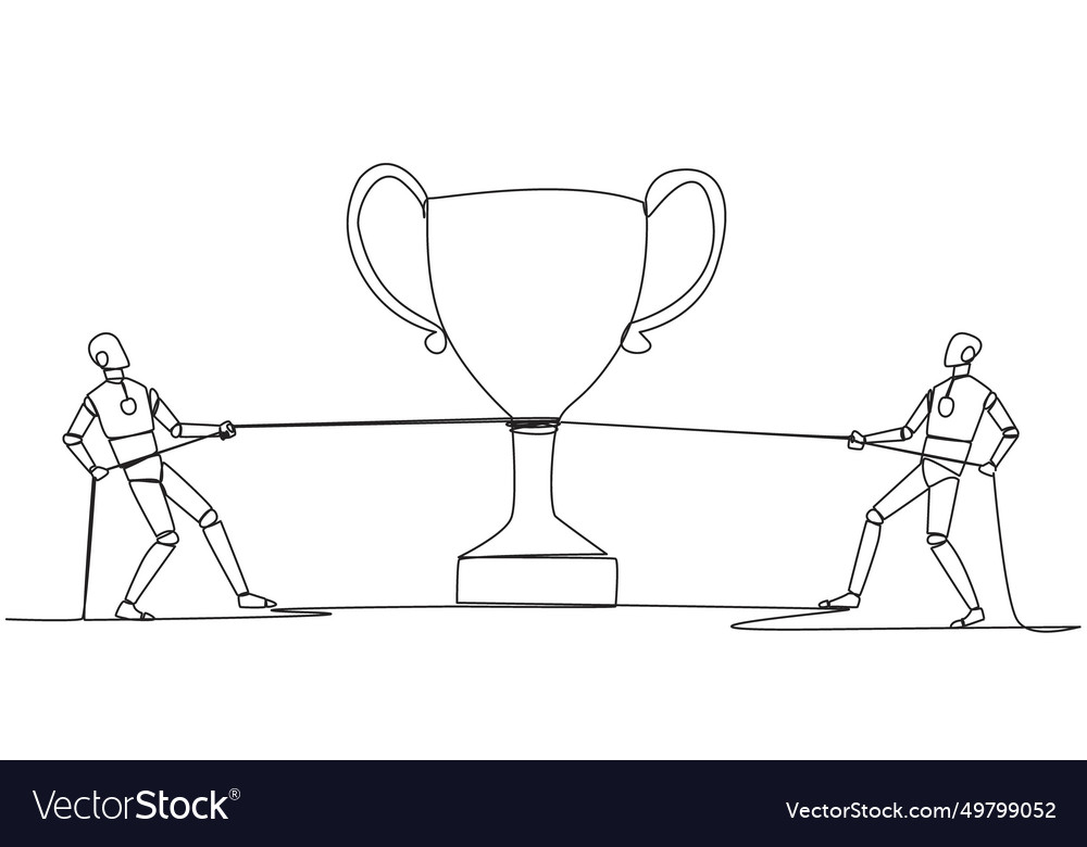 Continuous one line drawing two robots fighting Vector Image Continuous one line drawing two robots fighting