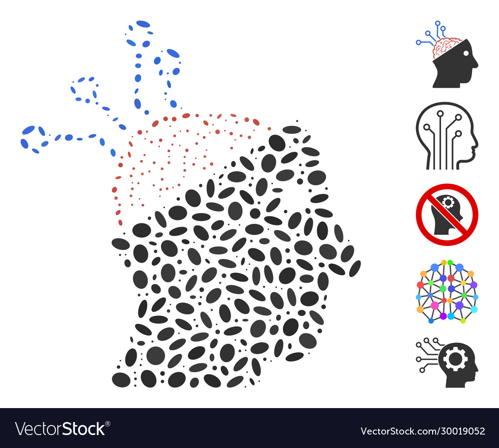 Ellipse mosaic neural interface links vector image Ellipse mosaic neural interface links