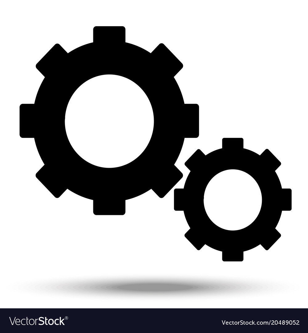 Gears and cog in black Royalty Free Vector Image