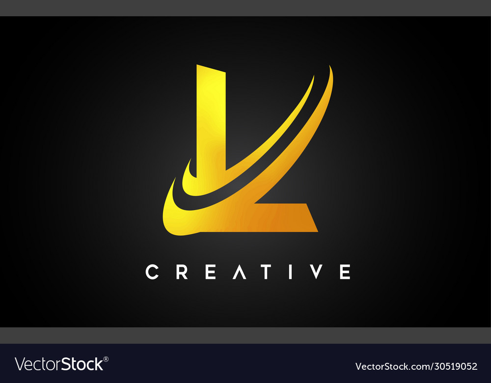 Golden Letter L Logo L Letter Design With Vector Image