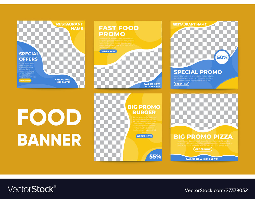 Set abstract food banner template