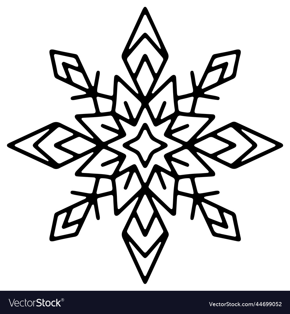 Simple outline snowflake sign doodle Royalty Free Vector