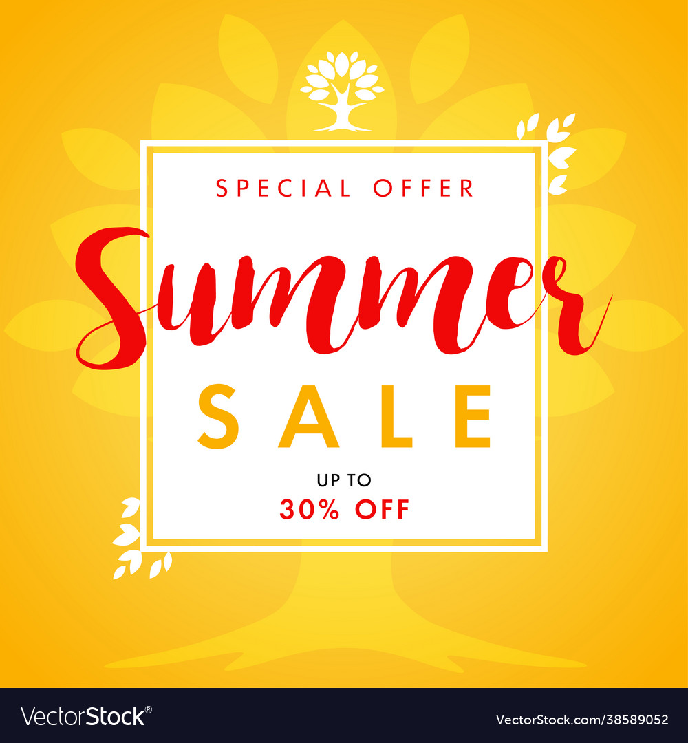 Summer sale leaves frame banner