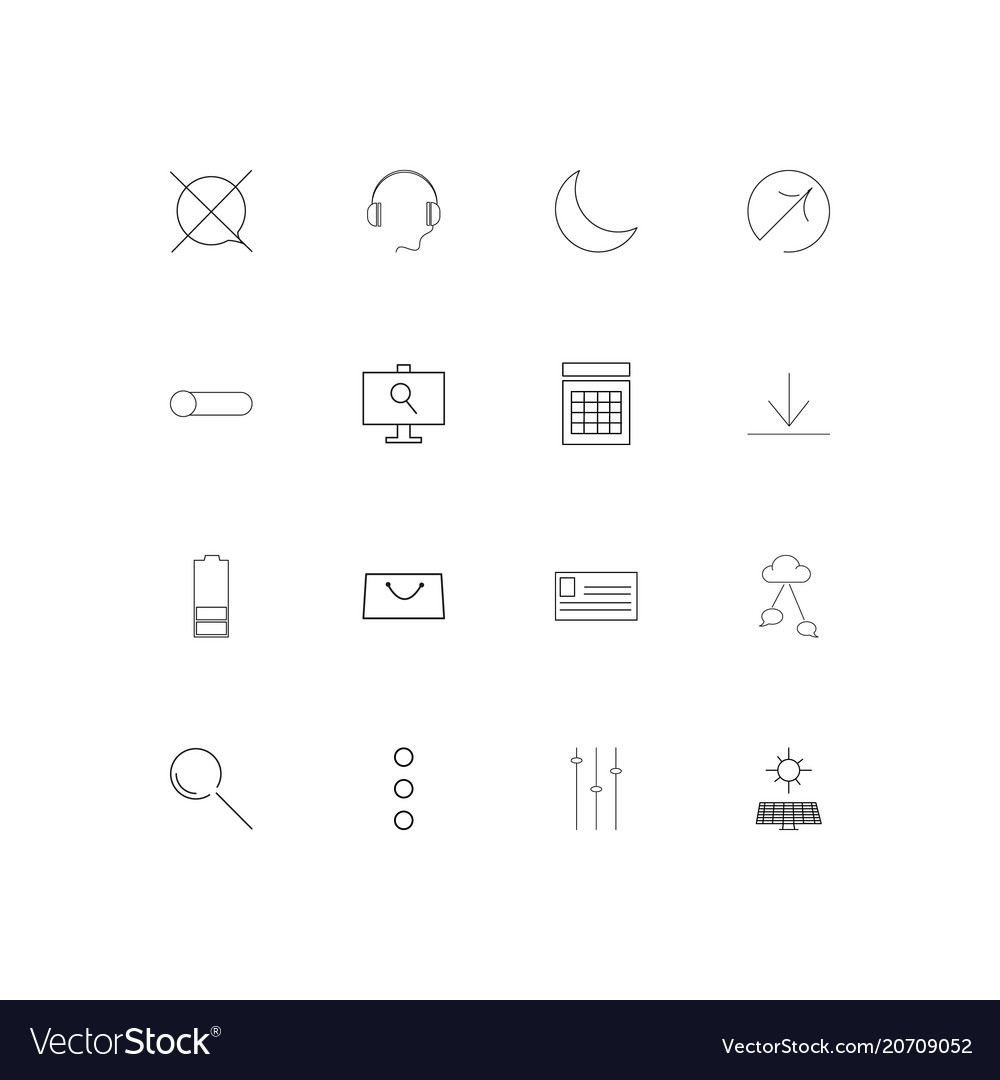 User interface simple linear icons set outlined