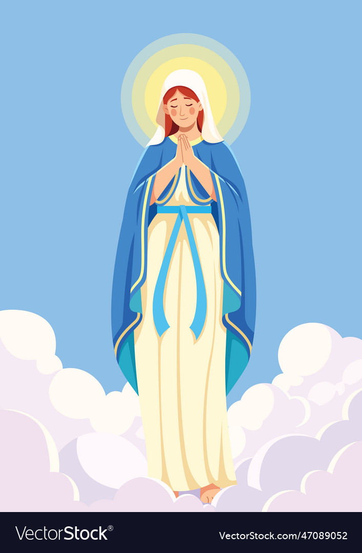 Virgin mary praying vertical background Royalty Free Vector