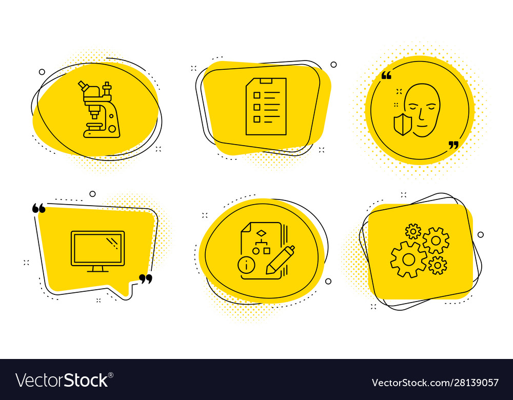 Algorithm face protection and checklist icons set vector image Algorithm face protection and checklist icons set