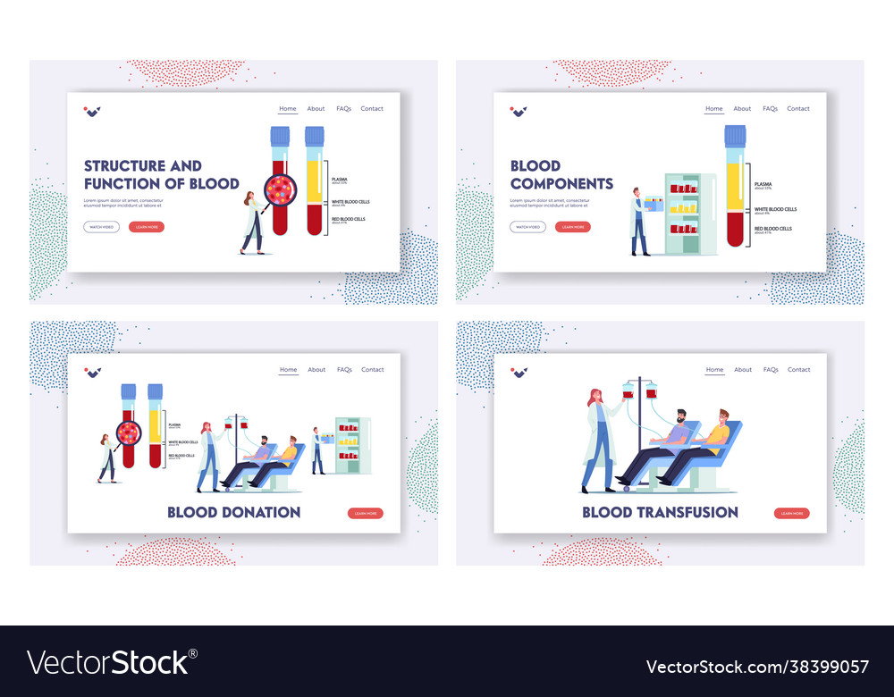 Blood donation landing page template set tiny