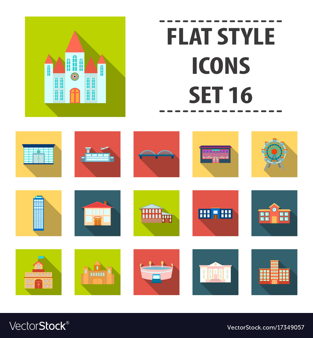 Building set icons in flat style big collection