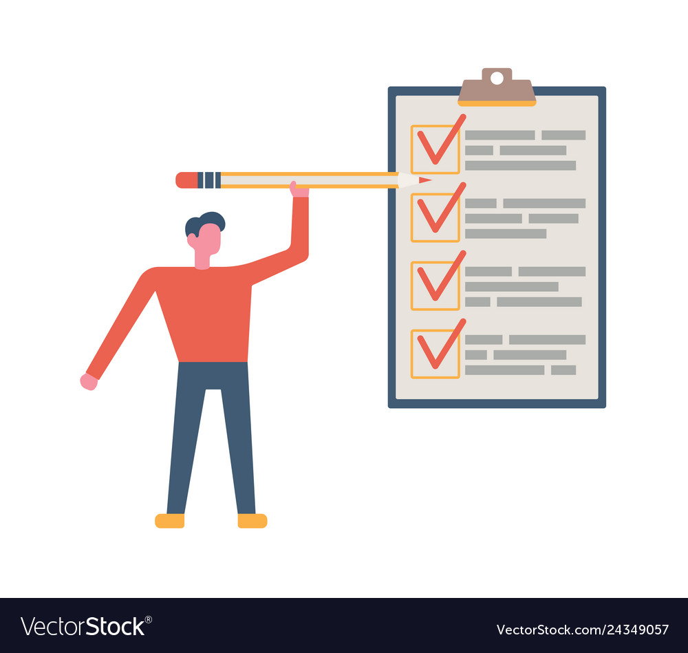 Business man holding a pencil near the to do list