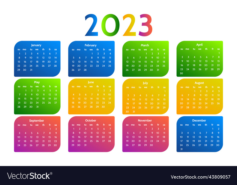 Calendar for 2023 isolated on a white background Vector Image