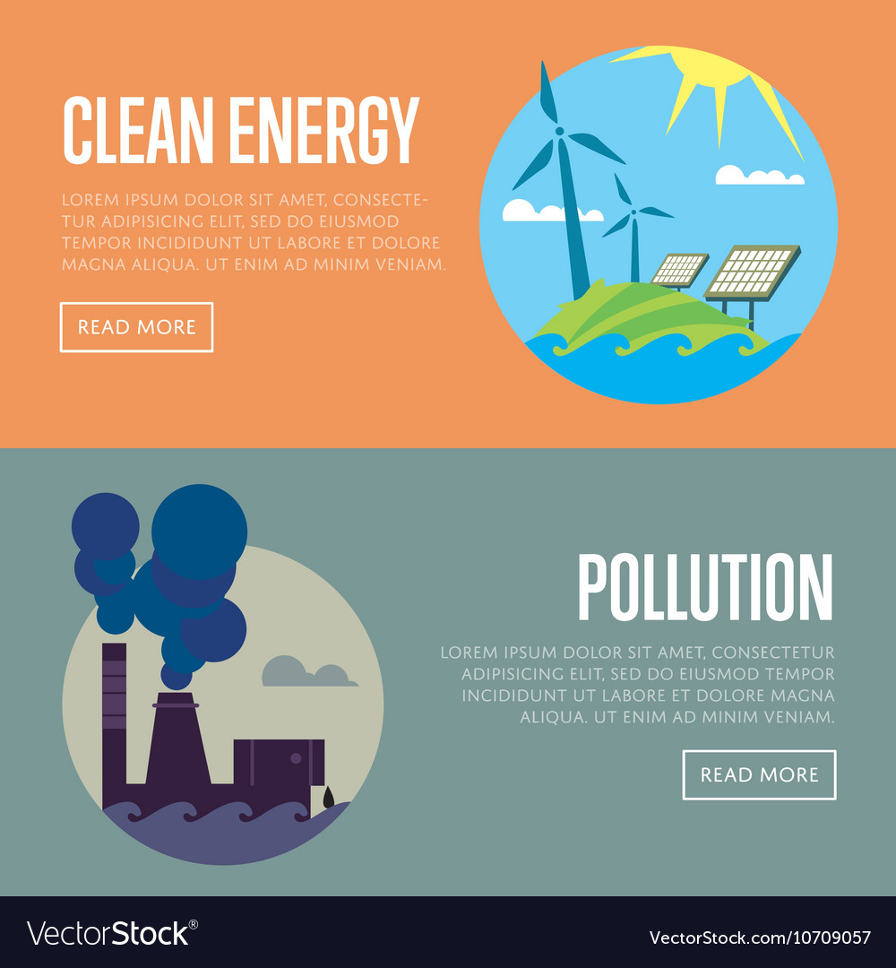 Clean energy and air pollution banners