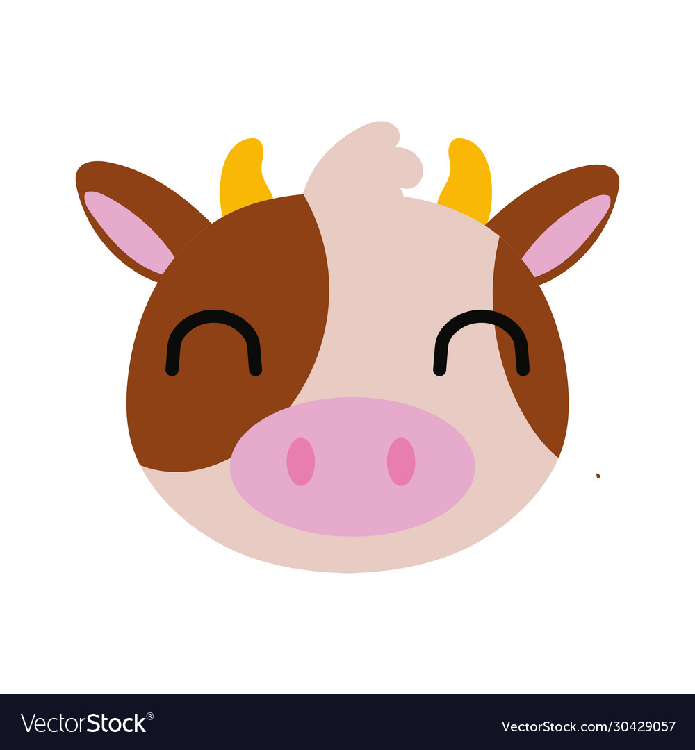 Cute cow farm animal flat style icon Royalty Free Vector