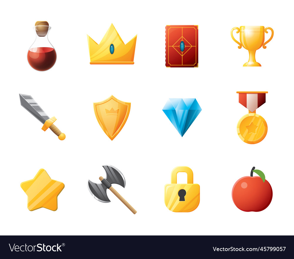 Game ui assets set gaming user interface icons vector image Game ui assets set gaming user interface icons