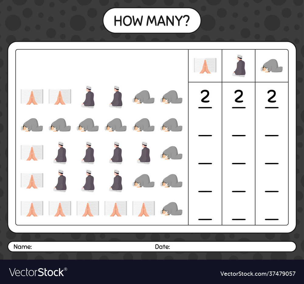 How many counting game with ramadan icon vector image How many counting game with ramadan icon