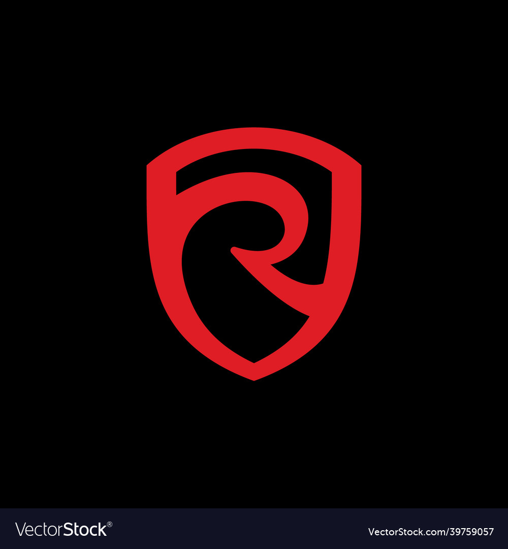 Initial r shield safe secure logo design Vector Image