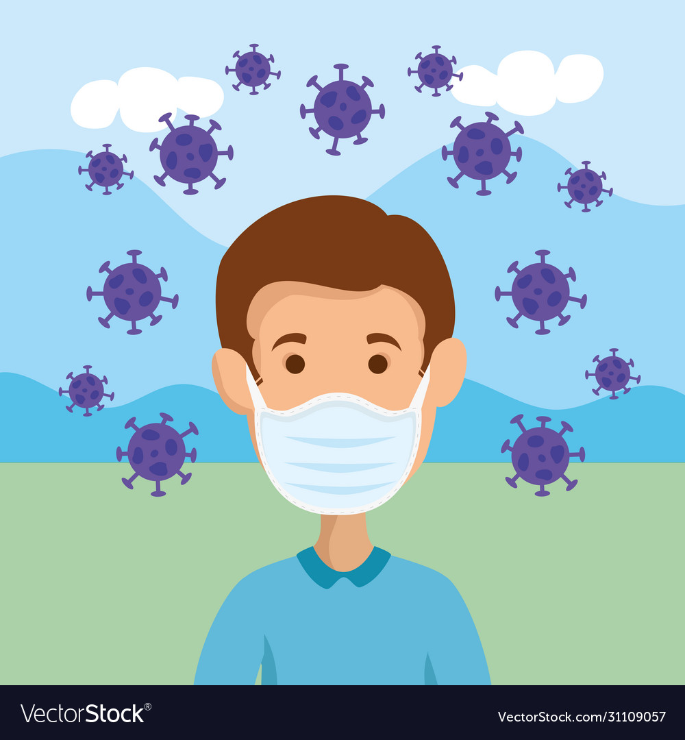 Man using facer mask for covid19 pandemic Vector Image