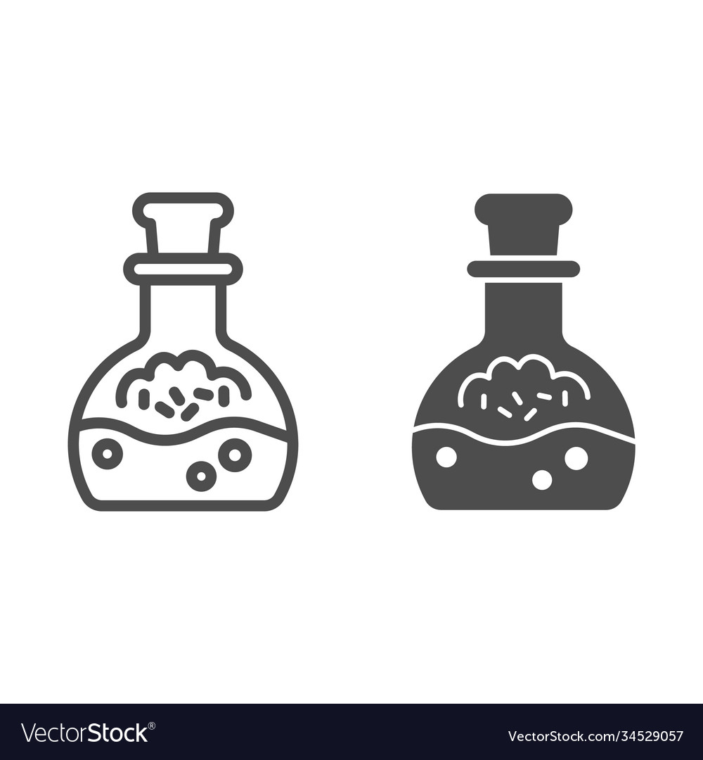Potion in scale with stopper line and solid icon vector image Potion in scale with stopper line and solid icon