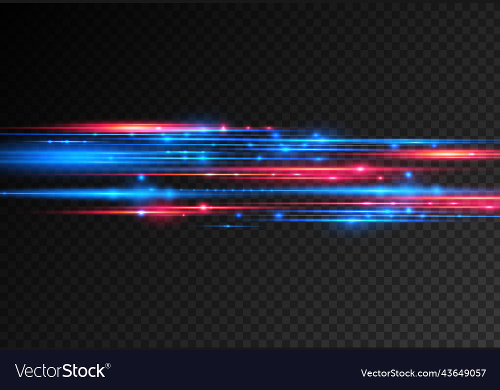 Red blue motion police line horizontal light rays Vector Image