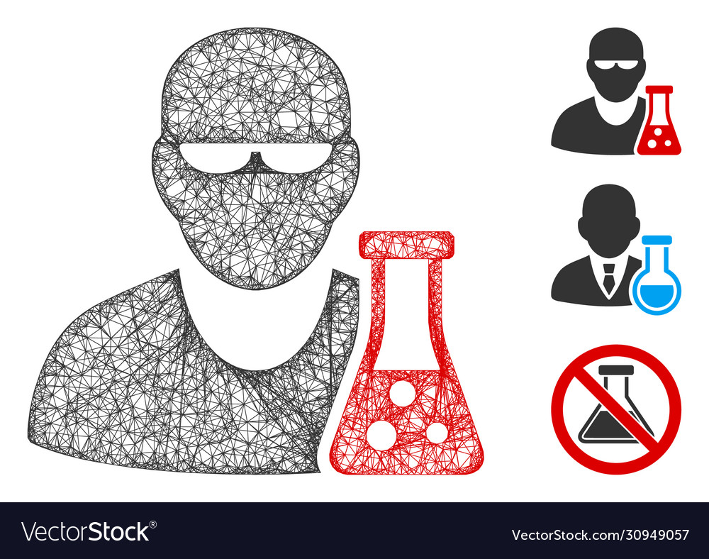 Scientist with flask polygonal web mesh vector image Scientist with flask polygonal web mesh