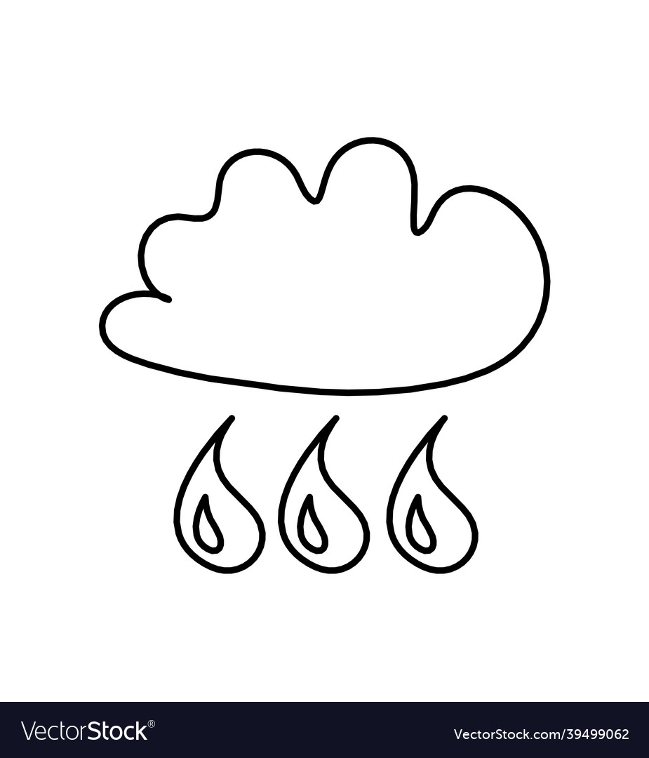 Abstract drop with clouds as line drawing vector image Abstract drop with clouds as line drawing