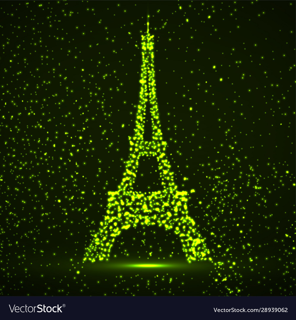 Abstract eiffel tower glowing particles